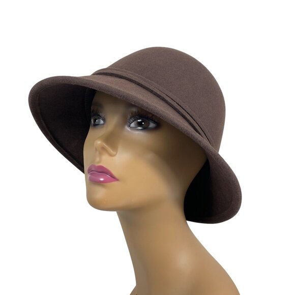 NWT Brown 100% Wool Packable Cloche Hat, Ribbon Accent + Bow By Croft & Barrow - Picture 1 of 10